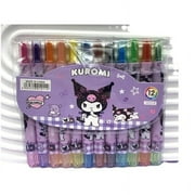New 12 Colors Sanrios Crayons Kawaii Hello Kittys Kuromi Melody Cinnamoroll Rotating Telescopic Coloured Pen Kids Drawing Graffi