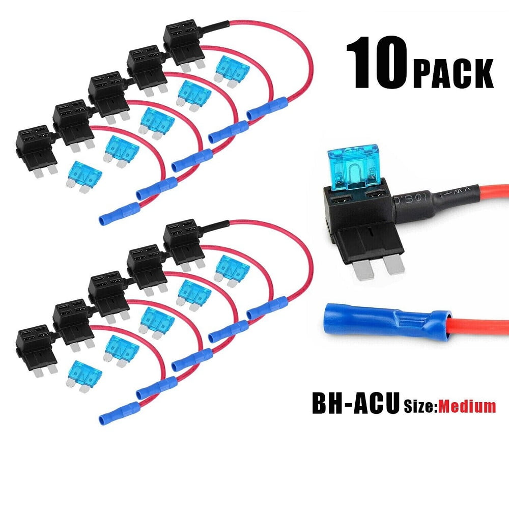 New 12V 15A Car Add a circuit Fuse TAP Adapter Kit Medium ATM APM Blade