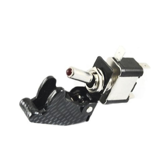 New 12V Aircraft Type Carbon Fiber Red LED Toggle Switch