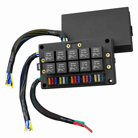 New 12V Fuse Relay Box Dust-Proof Relay Block Kit with Pre-Wires 5Pin 40A ATC/ATO 15 Fuses Universal Car Truck Fuse Box