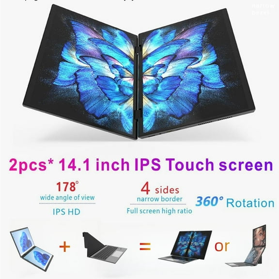 New 14 + 14 inch Touch dual screen notebook computer