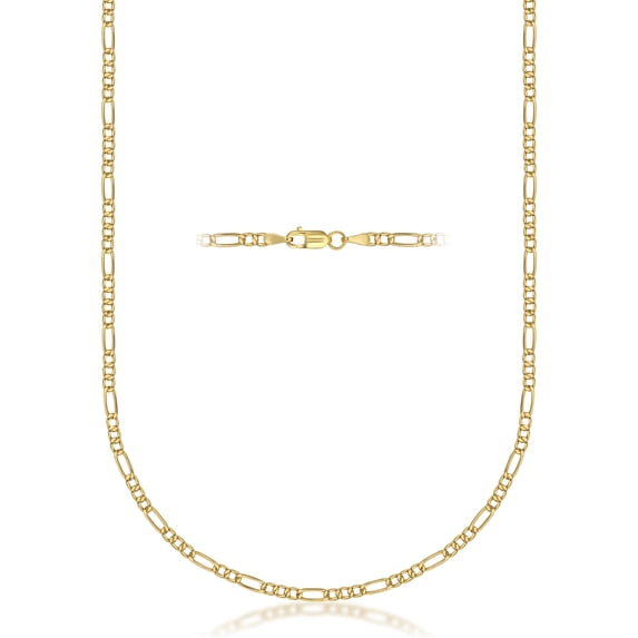 New 14K Solid Gold 3MM Figaro Chain Necklace-20"