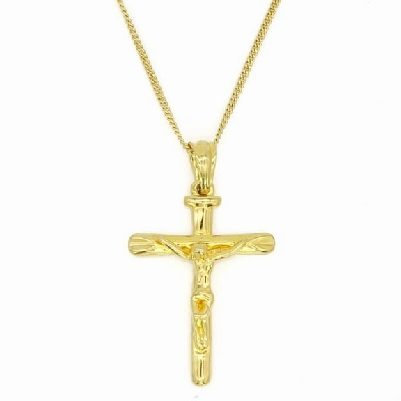 New 14K Yellow Gold Necklace Cross Pendant Necklace Men's & Women's Jewelry Gift