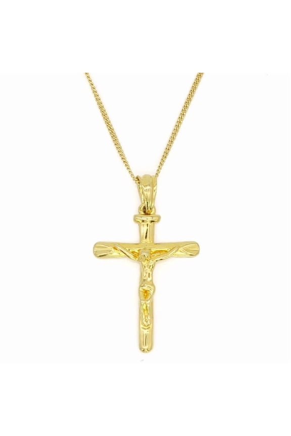 New 14K Yellow Gold Necklace Cross Pendant Necklace Men's & Women's Jewelry Gift
