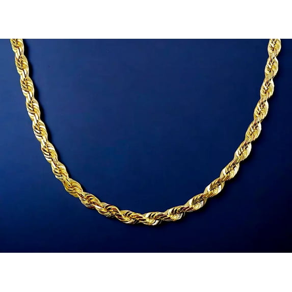 New 14K Yellow Gold Solid Rope Chain Necklace Real Men Women Jewelry (6.0mm | 22 Inches)