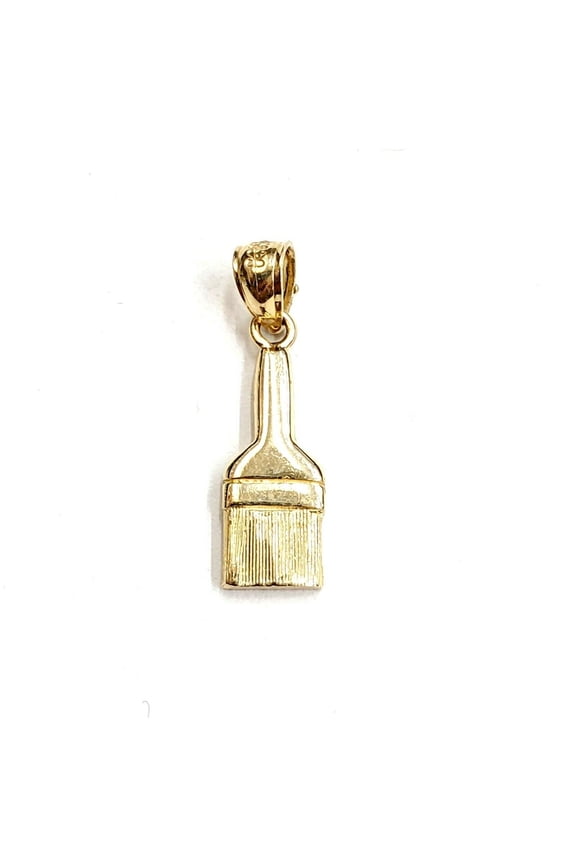 New 14k Yellow Gold paint brush Pendant charm painting tool fine jewelry 1.2g