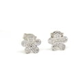 thumbnail image 1 of New 14k white Gold 0.16Ct Round Diamond flower stud Earrings Push Back Fastening, 1 of 12