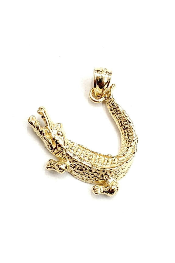 New 14k yellow Gold Alligator crocodile Pendant charm gift fine jewelry 2.8g