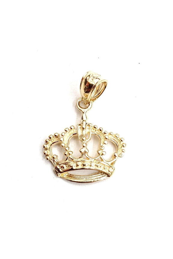 New 14k yellow Gold Tiny Queen Crown Tiara Pendant charm gift fine jewelry 1.4g