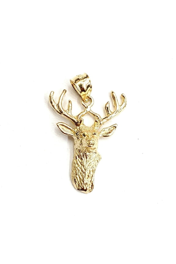 New 14k yellow Gold deer buck male head Hunting Pendant charm gift jewelry 2g
