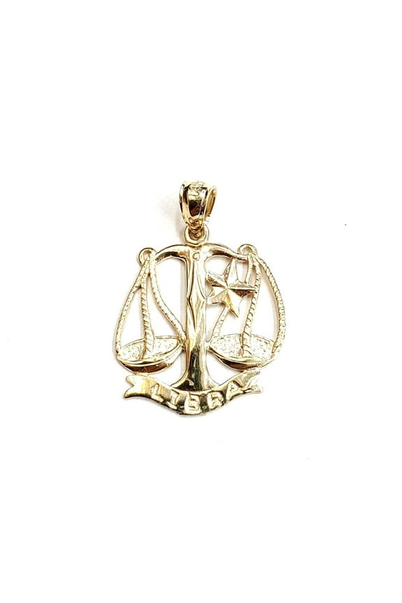 New 14k yellow Gold libra zodiac sign scale Pendant charm gift fine jewelry 1.7g
