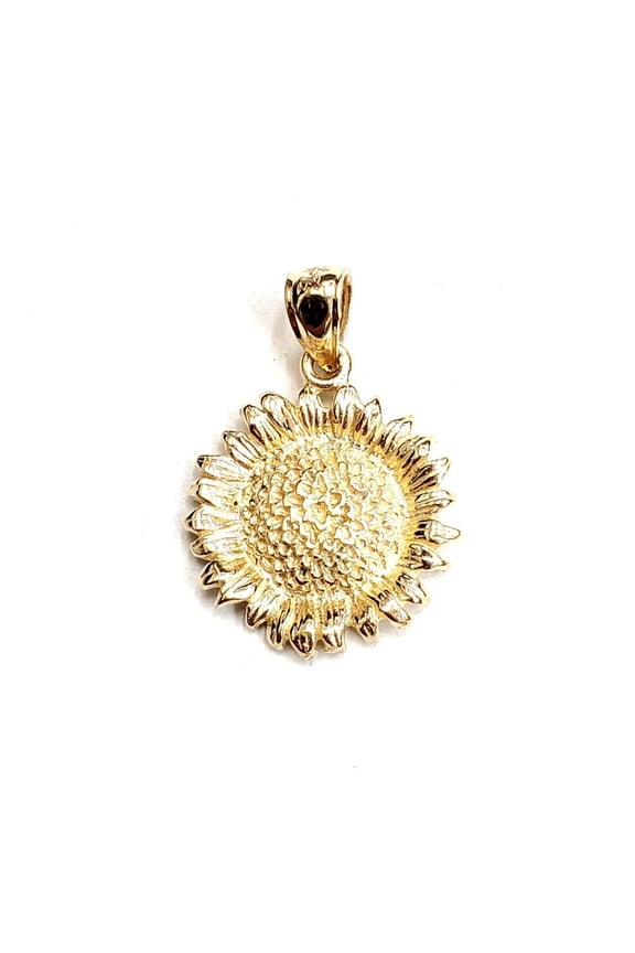New 14k yellow Gold solid sunflower girasol Pendant charm gift fine jewelry 2.6g