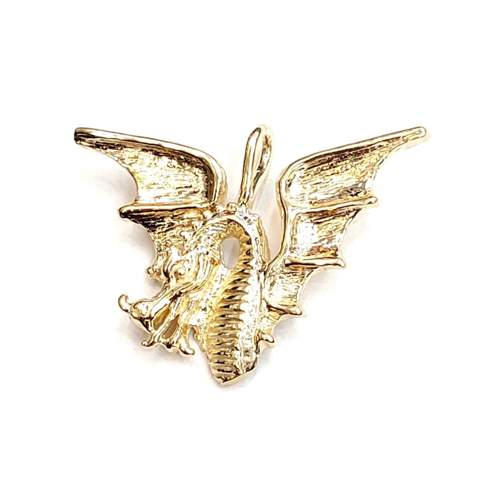 14K Solid Gold Dragon Necklace, Silver Mythical Dragon Necklace...