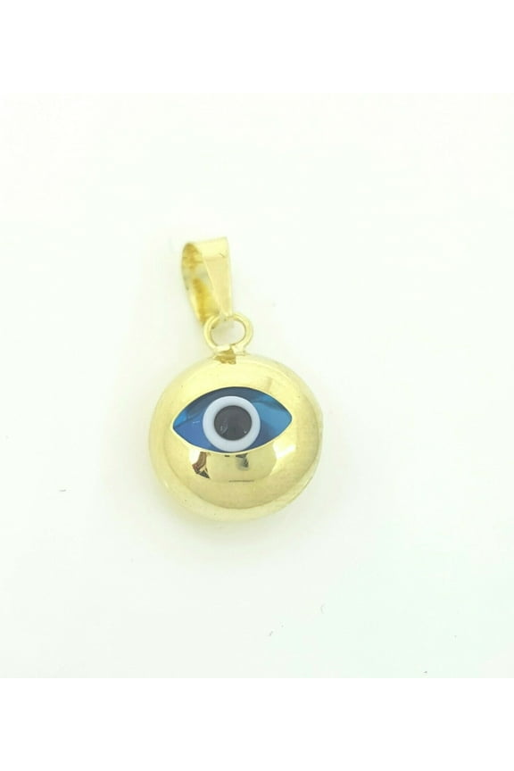 New 14k yellow gold blue evil eye pendant charm fine gift jewelry for her 0.7g