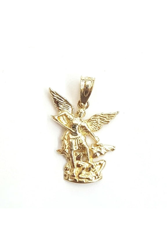 New 14k yellow gold saint Michael pendant charm fine religious gift jewelry 1.2g
