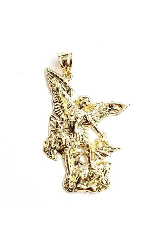 New 14k yellow gold saint Michael pendant charm fine religious gift jewelry 4.5g