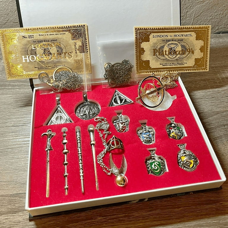 New 15Pcs Harry Potter Magical wands ring necklace w/ 2 Tickets Premium Gift  