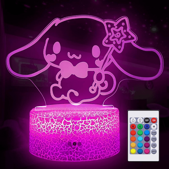 New 16-Color Cinnamoroll 3D Iridescent Night Light, Touch-Sensitive Remote Control Acrylic Bedside Lamp