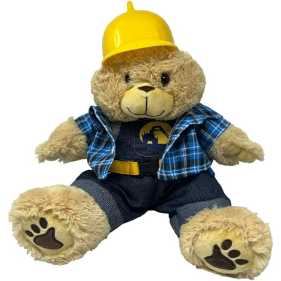 New 16 Inch Construction Worker Bear With Hardhat, Long-Haired Teddy Bear Perfect Gift For Kids And Collectors Play With Construction Vest & Hat!