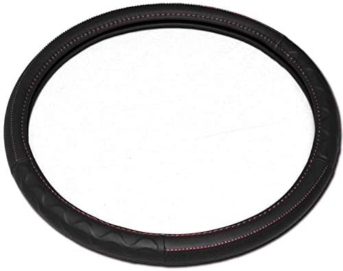 18-Inch Black Faux Leather Steering Wheel Cover For Semi Trucks – Anti-Slip Cushioned, Universal Fit