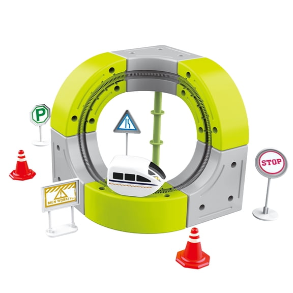 New 18PCS Electric Magnetic Train Track Sets – DIY Race Car Track Building Kits with Train and Traffic Signs, STEM Train Set Toy for Christmas Birthday Party Gifts