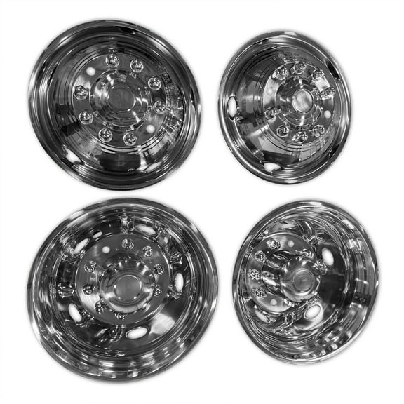 New 19.5 Inch Rim Simulators For 2015-2024 Dodge F450 Set of 2 Rear & 2 Front Silver Simulators