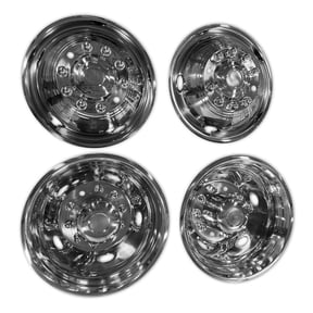 New 19.5 Inch Rim Simulators For 2015-2024 Dodge Ram 4500 Set of 2 Rear & 2 Front Silver Simulators
