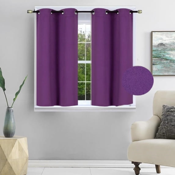 Purple 1pc Versatil Solid Thermal Window Curtain Grommet Short Panel 28"x54" GHL54