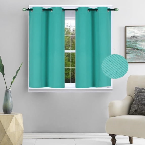 Teal 1pc Versatil Solid Thermal Window Curtain Grommet Short Panel 28"x54" GHL54