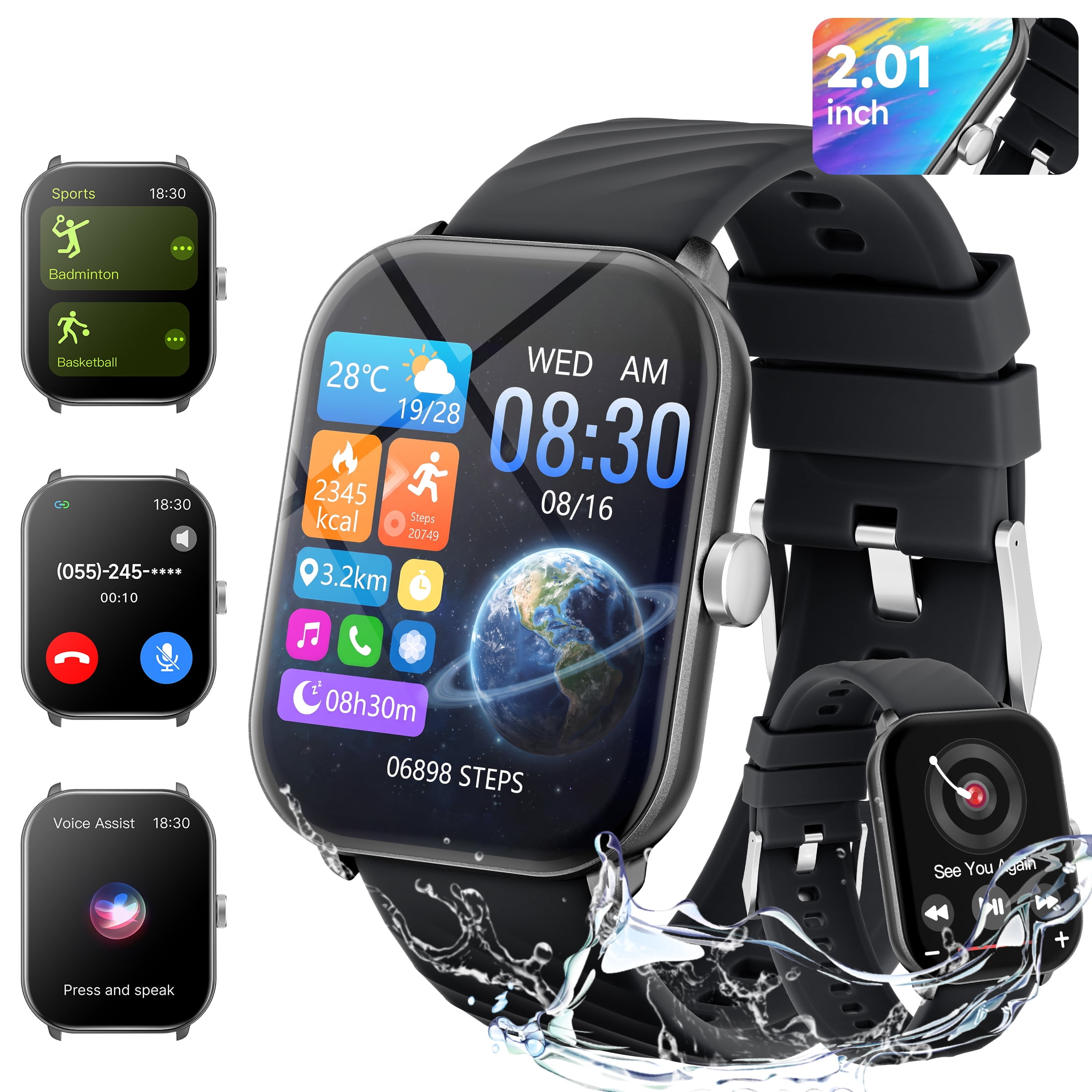 FITORA 2026 2.01” HD Smart Watch for Android/iPhone Bluetooth Calls ...