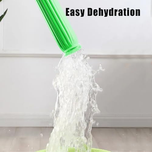New 2 in 1 Dehydrated Mop, Self-Wringing Twist Mops for Floor Cleaning with Folding Bucket, 360 Degree Spin Round Wall Cleaning Wet and Dry Mop, for Hardwood, Vinyl, Tile Cleaning