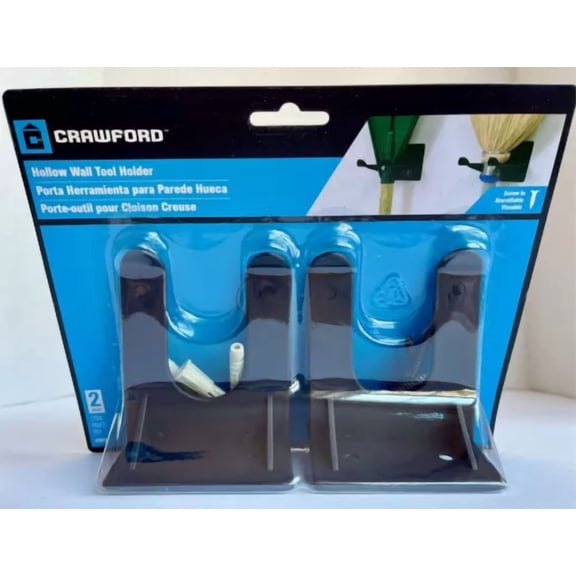 New (2) 2Pk Crawford Hollow Wall Tool Holder Hanger 25Lb Cap Black Abs - Hwd