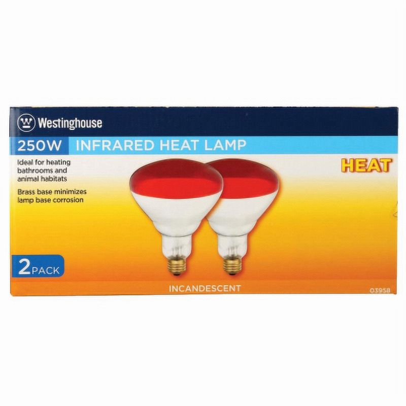 New 2 Pack 250W R40 Red Heat Lamp Flood Beam Dimmable Medium Base (E2