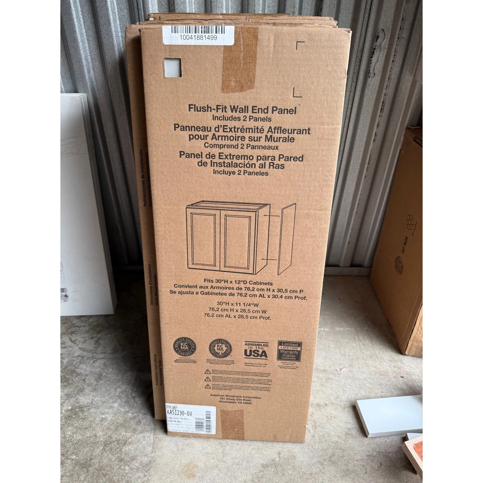 New 2-Pack Dove Gray 12In W X30 In. H Wall Cabinet End Panel Kitchen/Bath Shaker