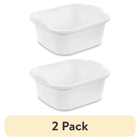New (2 Pack) Sterilite 12 Qt. Dishpan, Multi-Purpose Plastic Wash Tub, Kitchen