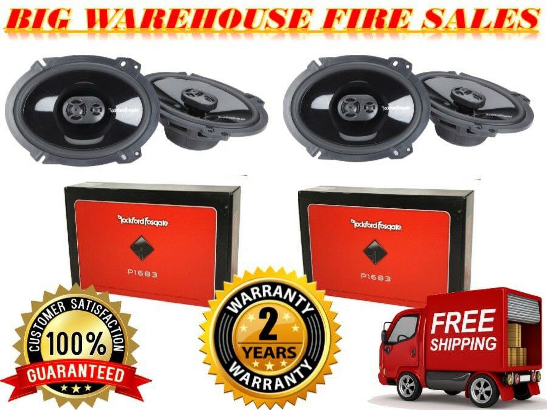 New 2 Pair ROCKFORD FOSGATE P1683 CAR AUDIO 6 x 8INCH 3WAY FULL RANGE SPEAKERS