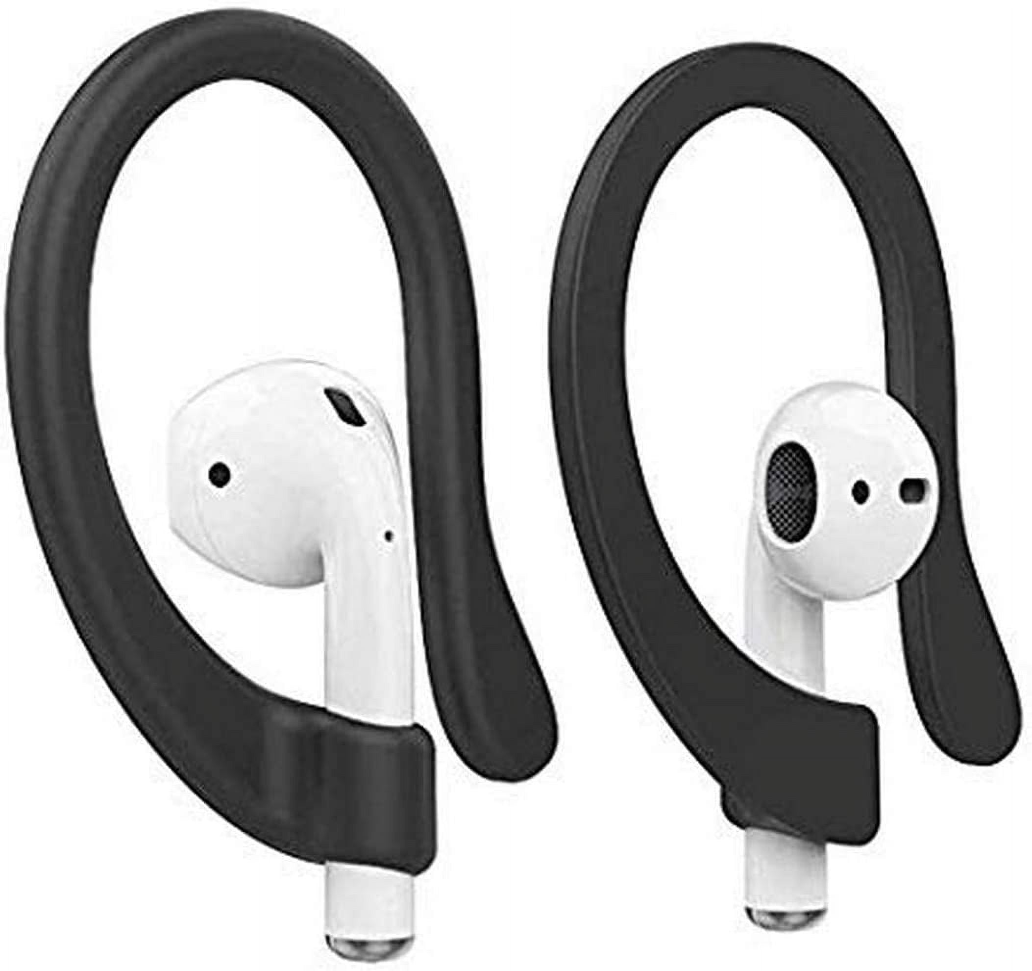 New 2 Pairs AirPods Ear Hooks Anti-Slip Sport Hooks Silicone Compatible with Apple AirPods 1 & 2 for Running, Jogging, Cycling, Gym - Black