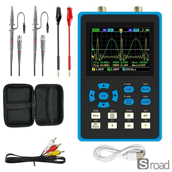 New 2-in-1 Digital Oscilloscope And DDS Signal Generator, 120MHz Bandwidth 500MSa/s Portable Oscilloscope Kit For Electronics Engineering, Circuit Debug, And Lab Testing,Black,One Size