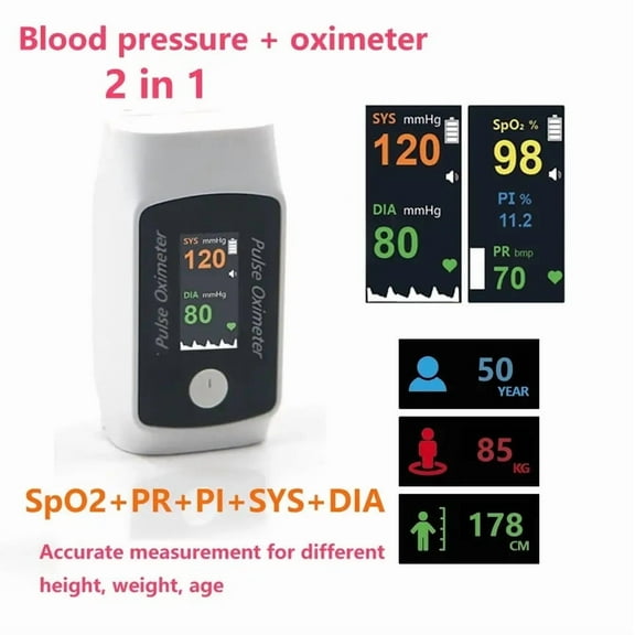 New 2-in-1 pulse oximeter supports both blood oxygen saturation and blood pressure measurement.