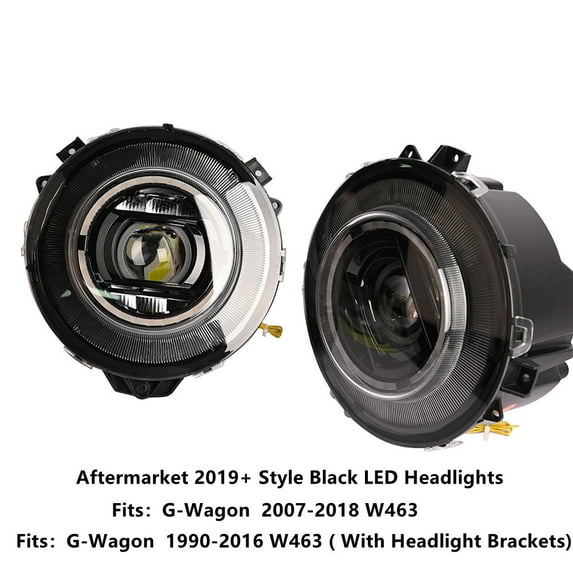 New 2019+ Style Black Led Headlights Fits G63 G500 G550 W463 2007 2008 2009 2010 2011 2012 2013 2014 2015 2016 2017 2018 Facelift