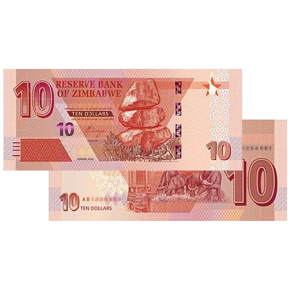 New 2020 $10 Zimbabwe Banknote Uncirculated Currency Bill - Collectible Low Denomination Banknote