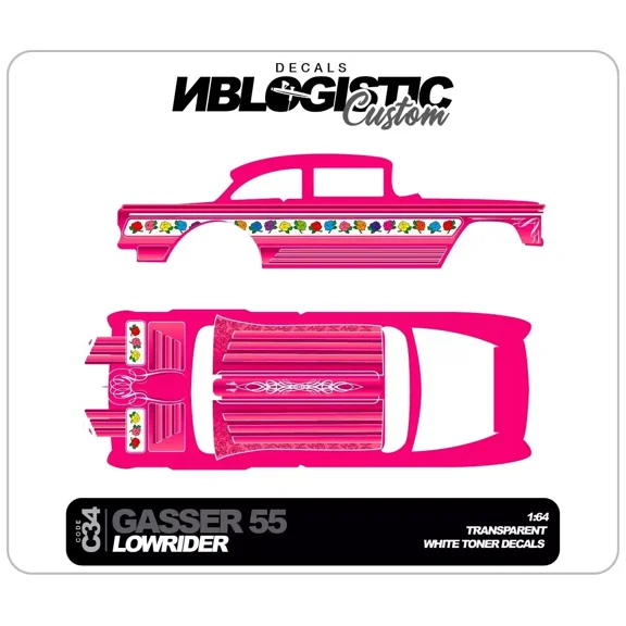 '55 CHEVY GASSER Universal WaterSlide Decal for hot wheels 1/64 Scale 034