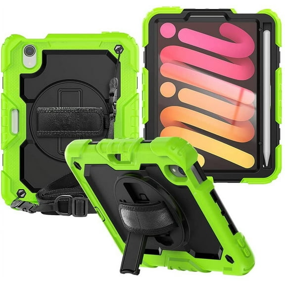 New 2021 iPad Mini 6 Case (6-Generation 8.3-inch) 2021 with Screen Protector Pencil Holder 360 Stand Hand Strap Kids Shockproof Heavy Duty Rugged Cover for iPad Mini 6th Generation