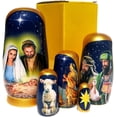 Holy Family Nativity Nesting Dolls - Set Of 5 Wooden Matryoshka Figurines, Christmas Religious Decor