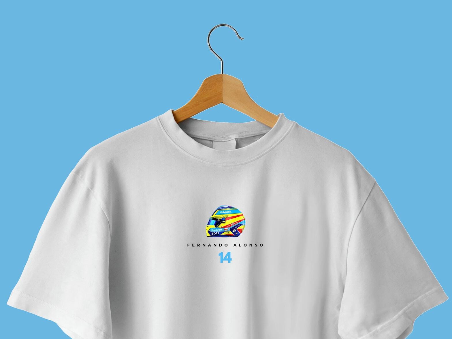 New 2024 Fernando Alonso Formula 1 Helmet TShirt White F1