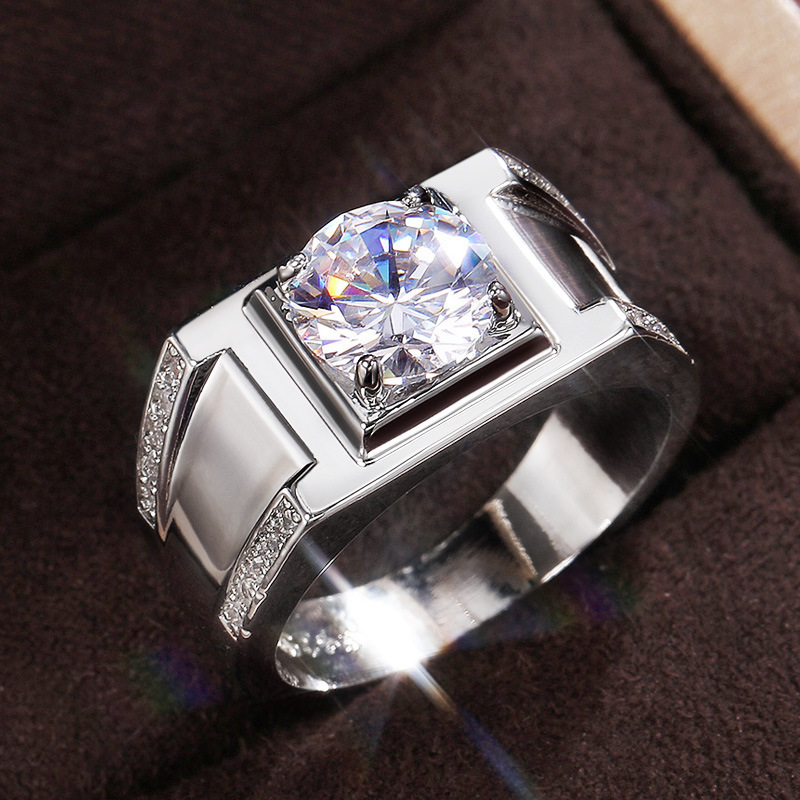 Mal Silver Rings New 2024 Luxury Male Ring 925 Sterling Silver 8Mm Lab Diamond ...