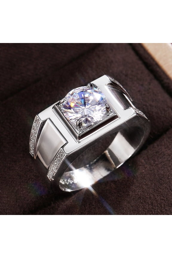 New 2024 Luxury Male Ring 925 Sterling Silver 8Mm Lab Diamond Engagement Jewelry Wedding Rings For Men Finger Ring Fashion Accessories Creative Gift