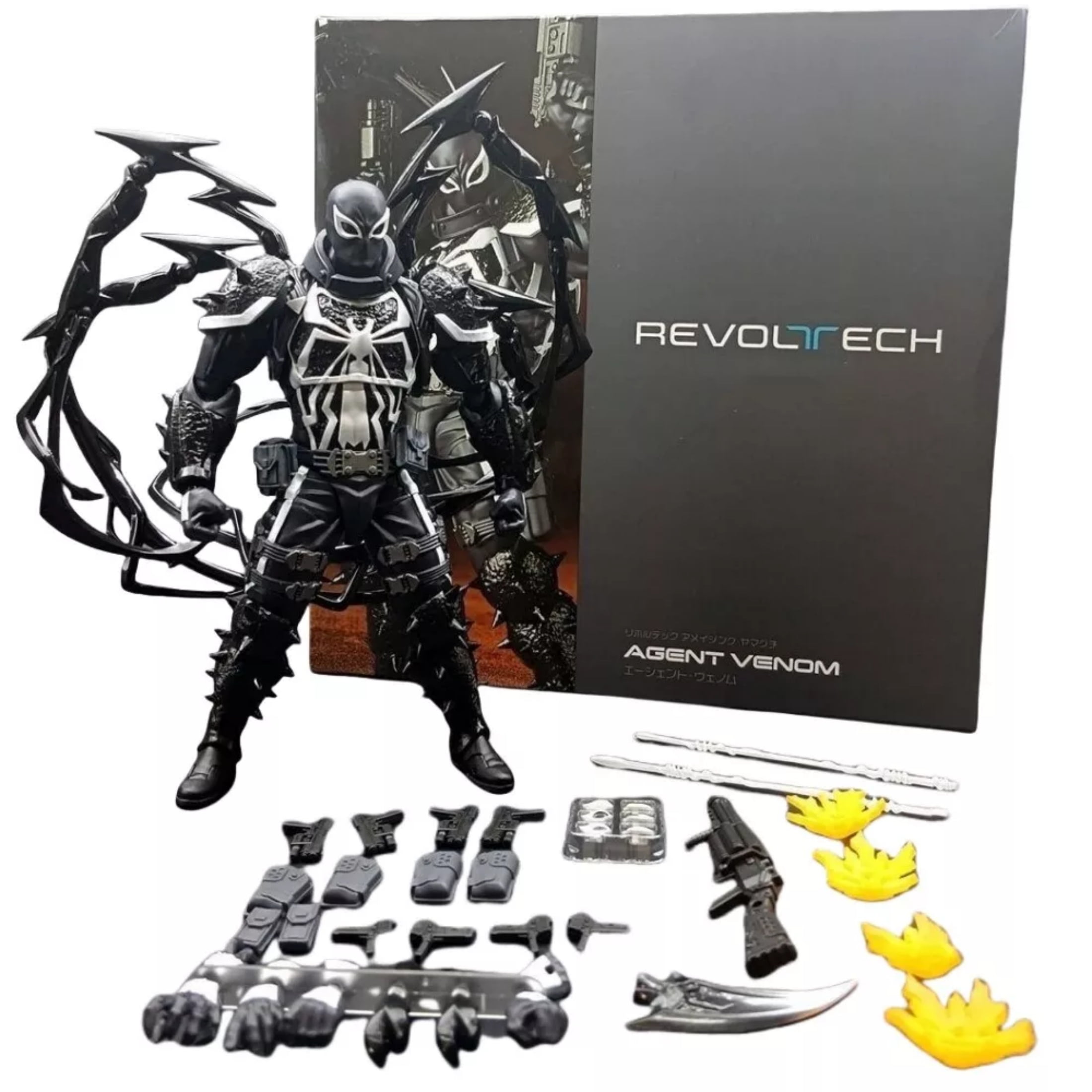 New 2024 Revoltech Amazing Yamaguchi Spider-Boy Agent Venom Action Figure Boxed