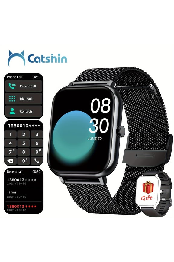 New 2024 Unisex Smartwatch: Stylish Design, Stainless Steel Strap, High-Resolution Display, Sleep & Activity Tracker, Compatible with Android/iOS, Free Strap Included