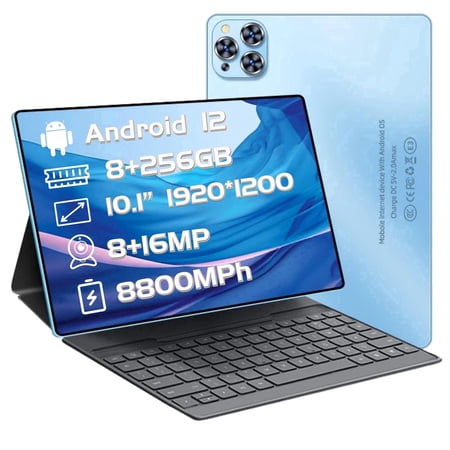 Tablet 2026 Newest Android 12 Tablet, 10 Inch Tablet,5G Wi-Fi Tablet Computer,2 In 1 Tablet with Keyboard, 256GB ROM+8GB RAM ,Octa-Core Processor,1920 * 1200 IPS,Bluetooth,GPS